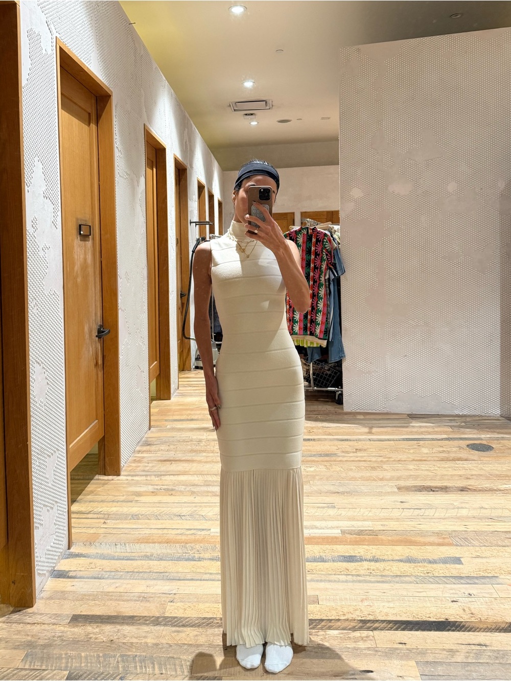 Anthropologie Cream Sleeveless fitted Maxi Dress